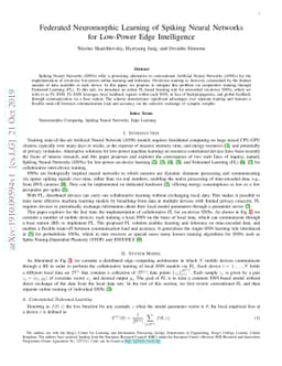 Federated Neuromorphic Learning of Spiking Neural Networks for Low-Power
  Edge Intelligence