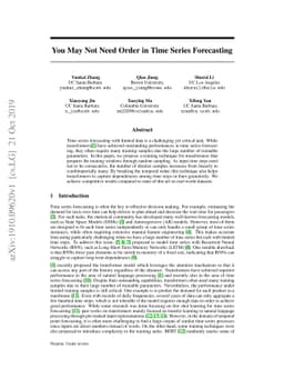 You May Not Need Order in Time Series Forecasting