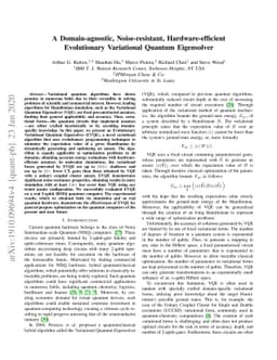 A Domain-agnostic, Noise-resistant, Hardware-efficient Evolutionary
  Variational Quantum Eigensolver