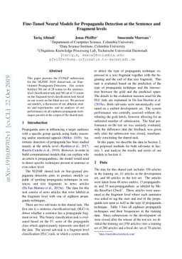 Fine-Tuned Neural Models for Propaganda Detection at the Sentence and
  Fragment levels