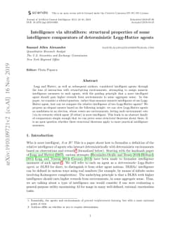 Intelligence via ultrafilters: structural properties of some
  intelligence comparators of deterministic Legg-Hutter agents