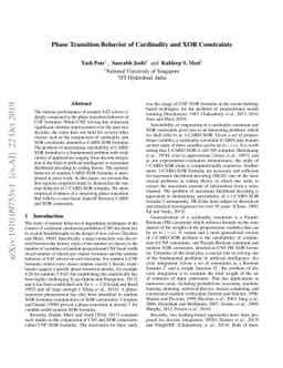 Phase Transition Behavior of Cardinality and XOR Constraints