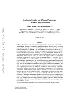Stochastic Feedforward Neural Networks: Universal Approximation
