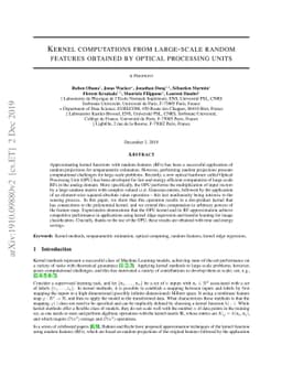 Kernel computations from large-scale random features obtained by Optical
  Processing Units