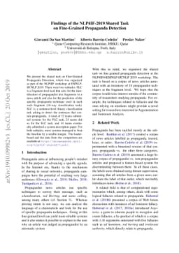 Findings of the NLP4IF-2019 Shared Task on Fine-Grained Propaganda
  Detection