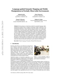 Language-guided Semantic Mapping and Mobile Manipulation in Partially
  Observable Environments