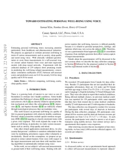 Toward estimating personal well-being using voice