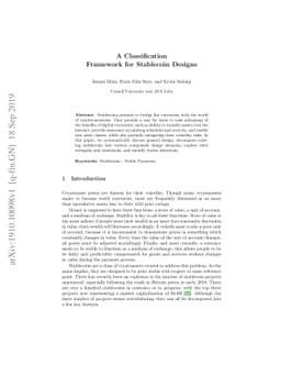 A Classification Framework for Stablecoin Designs