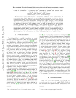 Leveraging directed causal discovery to detect latent common causes