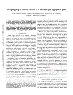 Charging plug-in electric vehicles as a mixed-integer aggregative game