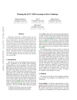 Winning the ICCV 2019 Learning to Drive Challenge