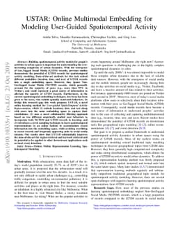 USTAR: Online Multimodal Embedding for Modeling User-Guided
  Spatiotemporal Activity