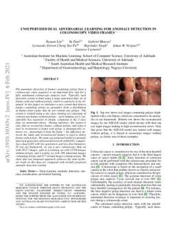 Unsupervised Dual Adversarial Learning for Anomaly Detection in
  Colonoscopy Video Frames