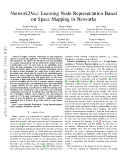 Network2Vec Learning Node Representation Based on Space Mapping in
  Networks