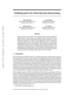 Stabilising priors for robust Bayesian deep learning