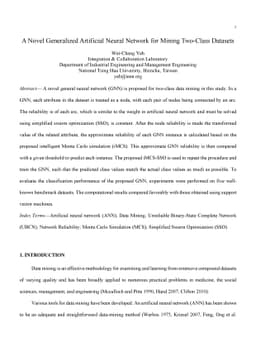 A Novel Generalized Artificial Neural Network for Mining Two-Class
  Datasets