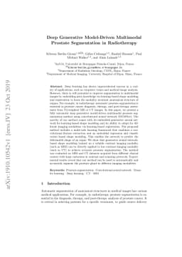 Deep generative model-driven multimodal prostate segmentation in
  radiotherapy