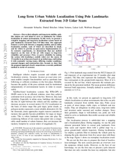Long-Term Urban Vehicle Localization Using Pole Landmarks Extracted from
  3-D Lidar Scans