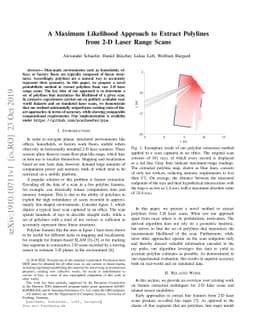 A Maximum Likelihood Approach to Extract Polylines from 2-D Laser Range
  Scans