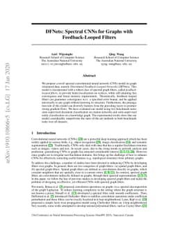 DFNets: Spectral CNNs for Graphs with Feedback-Looped Filters