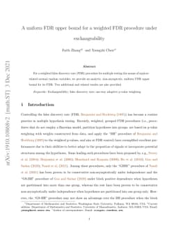 A uniform FDR upper bound for a weighted FDR procedure under
  exchangeability