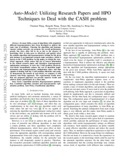 Auto-Model: Utilizing Research Papers and HPO Techniques to Deal with
  the CASH problem