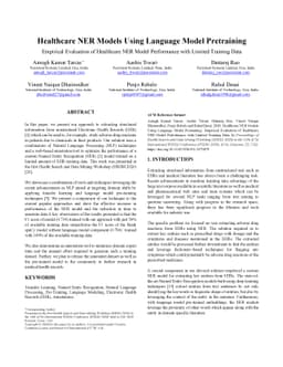 Healthcare NER Models Using Language Model Pretraining