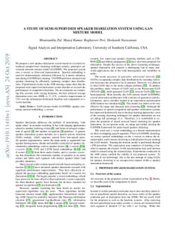 A study of semi-supervised speaker diarization system using gan mixture
  model