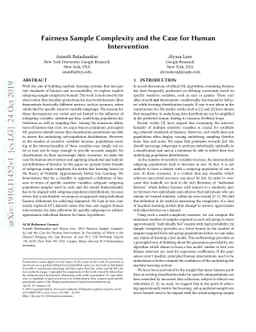 Fairness Sample Complexity and the Case for Human Intervention