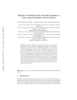 Machine Translation from Natural Language to Code using Long-Short Term
  Memory