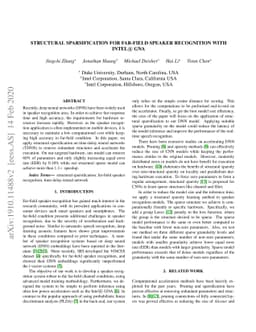 Structural sparsification for Far-field Speaker Recognition with GNA
