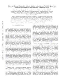 Intercept-Resend Emulation Attacks Against a Continuous-Variable Quantum
  Authentication Protocol with Physical Unclonable Keys