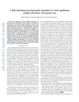 A fully-distributed proximal-point algorithm for Nash equilibrium
  seeking with linear convergence rate