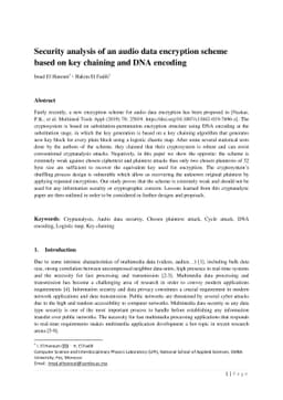 Security analysis of an audio data encryption scheme based on key
  chaining and DNA encoding