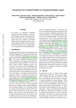 Measuring Conversational Fluidity in Automated Dialogue Agents