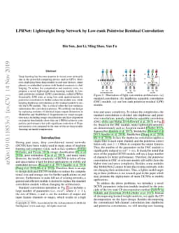 LPRNet: Lightweight Deep Network by Low-rank Pointwise Residual
  Convolution