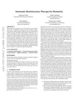 Automatic Reminiscence Therapy for Dementia
