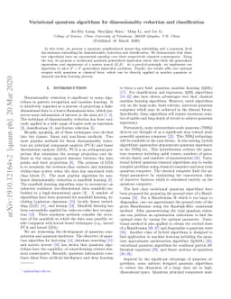 Variational Quantum Algorithms for Dimensionality Reduction and
  Classification