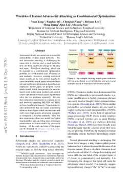 Word-level Textual Adversarial Attacking as Combinatorial Optimization