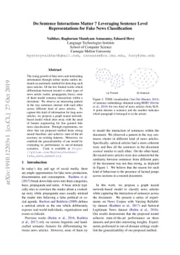 Do Sentence Interactions Matter? Leveraging Sentence Level
  Representations for Fake News Classification