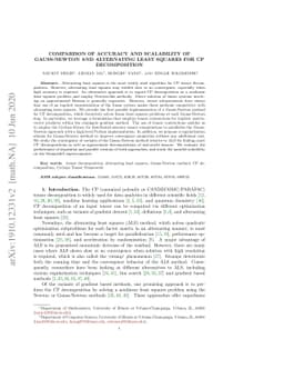 Comparison of Accuracy and Scalability of Gauss-Newton and Alternating
  Least Squares for CP Decomposition