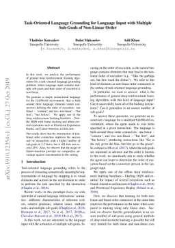 Task-Oriented Language Grounding for Language Input with Multiple
  Sub-Goals of Non-Linear Order