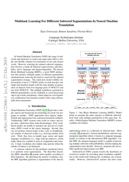 Multitask Learning For Different Subword Segmentations In Neural Machine
  Translation