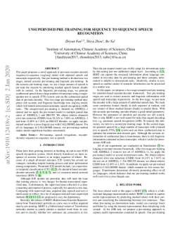 Unsupervised pre-training for sequence to sequence speech recognition