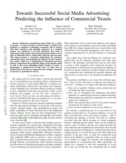 Towards Successful Social Media Advertising: Predicting the Influence of
  Commercial Tweets