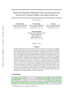 Efficient Regret Minimization Algorithm for Extensive-Form Correlated
  Equilibrium