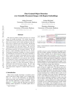 Fine-Grained Object Detection over Scientific Document Images with
  Region Embeddings