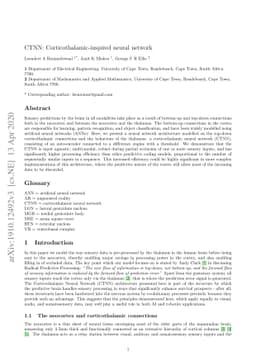 CTNN: Corticothalamic-inspired neural network