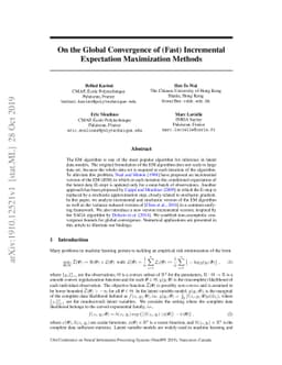 On the Global Convergence of (Fast) Incremental Expectation Maximization
  Methods