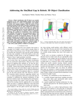 Addressing the Sim2Real Gap in Robotic 3D Object Classification